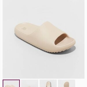 Slide On Cream Sandals Modern Minimalist Design- Unisex